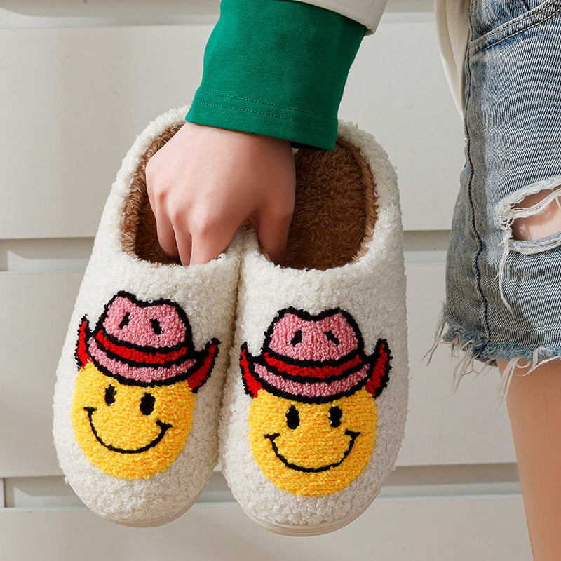 Cowgirl Smiley Face Slippers